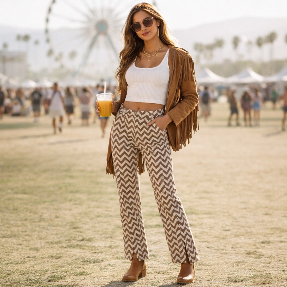 PacSun Y2K Low Rise Jeans 30 Retro 70s Mod Festival Funky Statement Pants